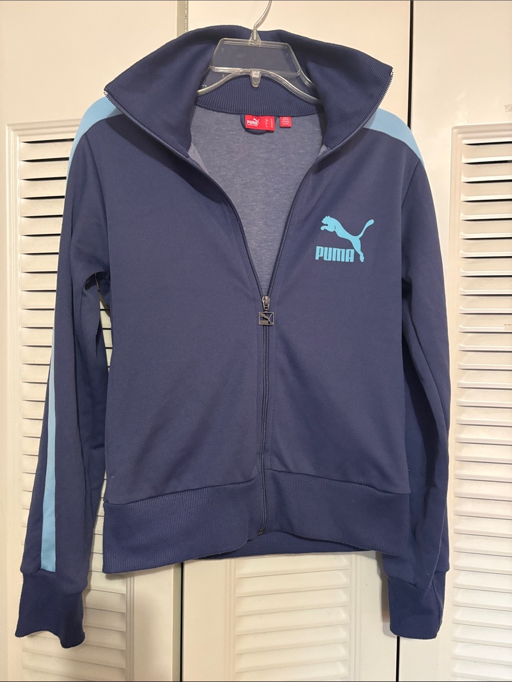 Puma Navy and Light Blue Varsity Zip Track Jacket